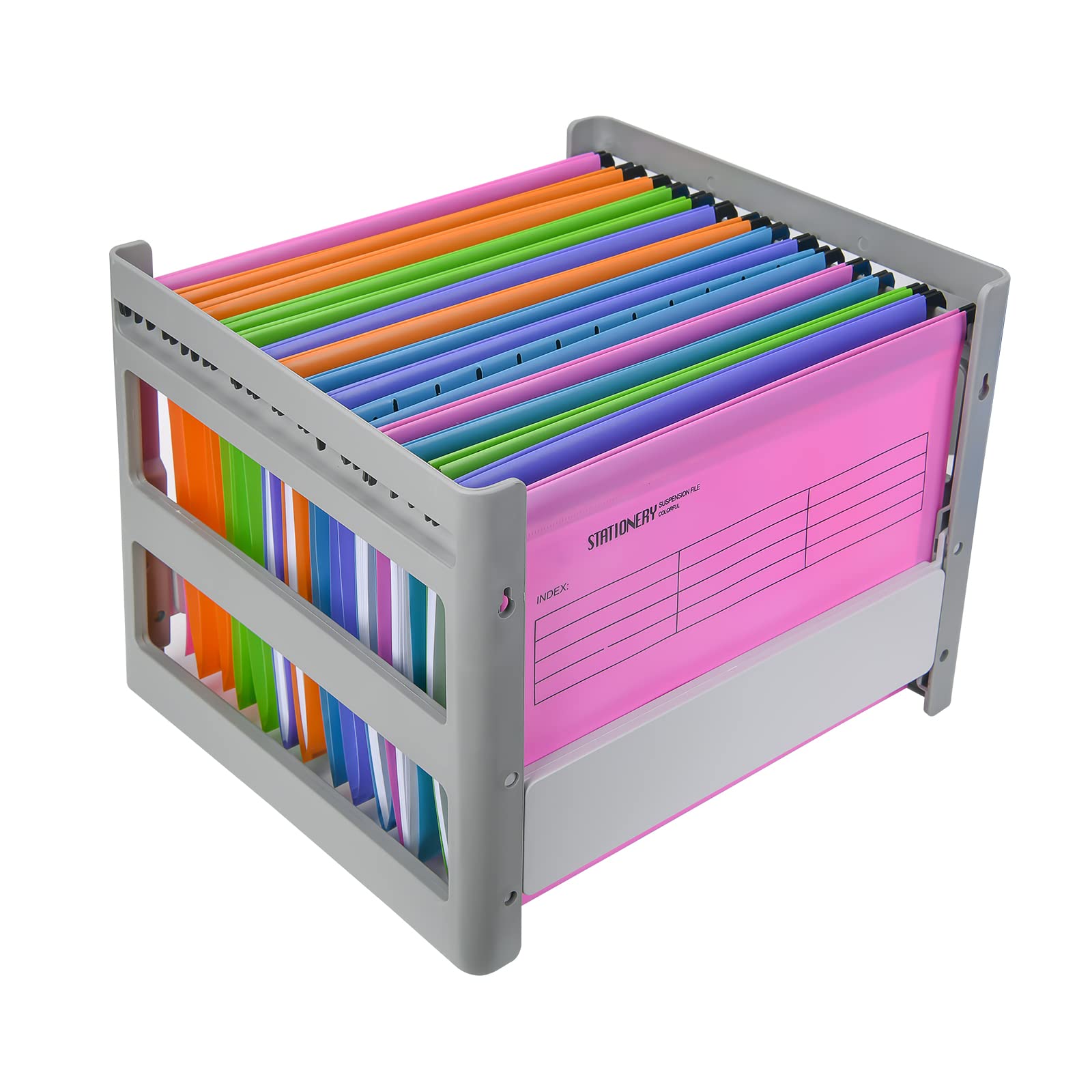 24PCS Dossiers Suspendus A4 - Pochettes à Levier en PP pour Tiroir, Classement Rapide des Documents (6 Couleurs)