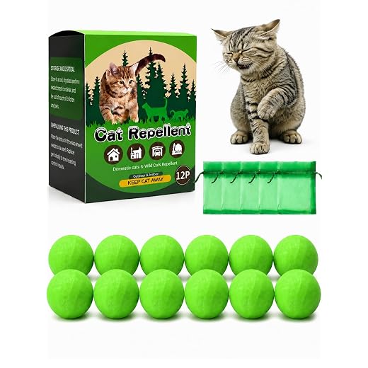 Cat Repellent Outdoor, Outdoor Cat Deterrent for Yard Garden Lawn & Patio, 12 Pack Cat Repellent Balls with Plant-Inspired Scent, Easy Placement Solution for Outdoor Spaces