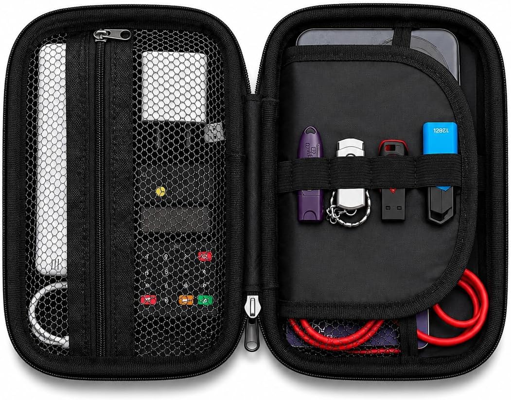 IRONFIX TechMate Gadget Organizer Case | Travel Electronics Accessories Bag for Charger, Cables, Power Bank, Earphones & Hard Drive | Portable Waterproof Hard Pouch