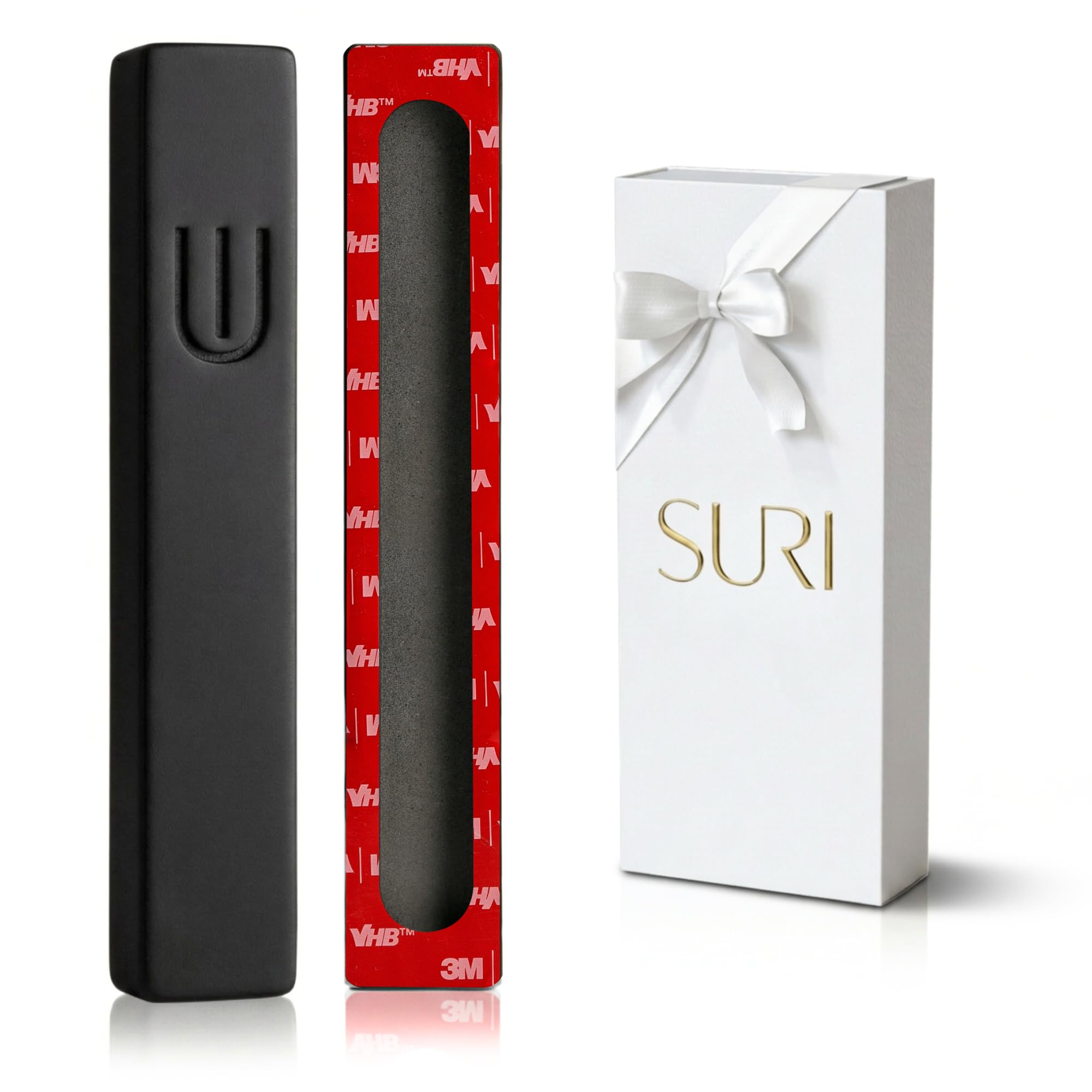 SURI Mezuzah for Door with Scroll – 6 Inch Modern Mezuzah Case with Non Kosher Scroll Included, Fits up to 5” Scroll, Easy Adhesive Installation, Gift Box Included