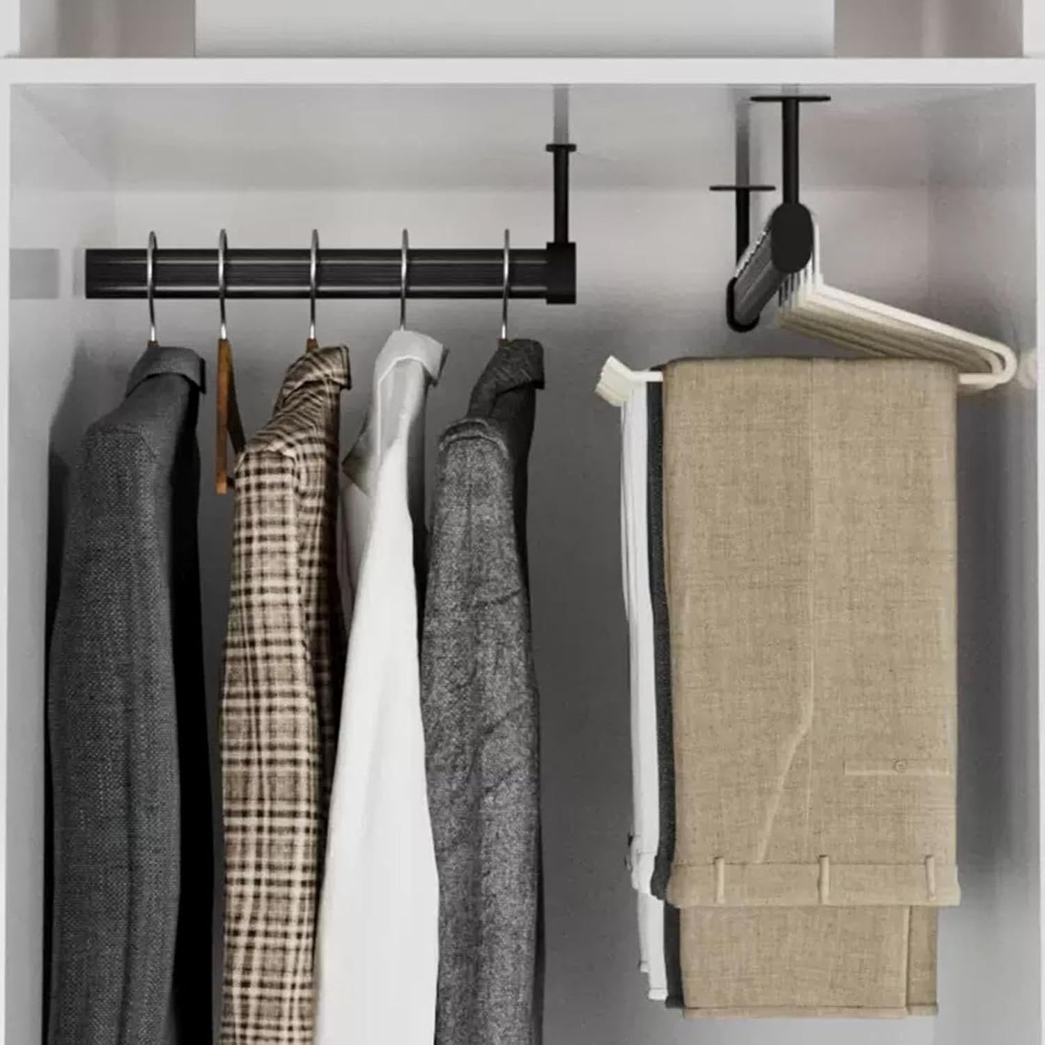 Closet Rod,U Shaped Adjustable Wardrobe Poles for Hanging Clothes,Heavy Duty Closet Hanging Rod for Wardrobes(Champagne,50cm/19.7in)