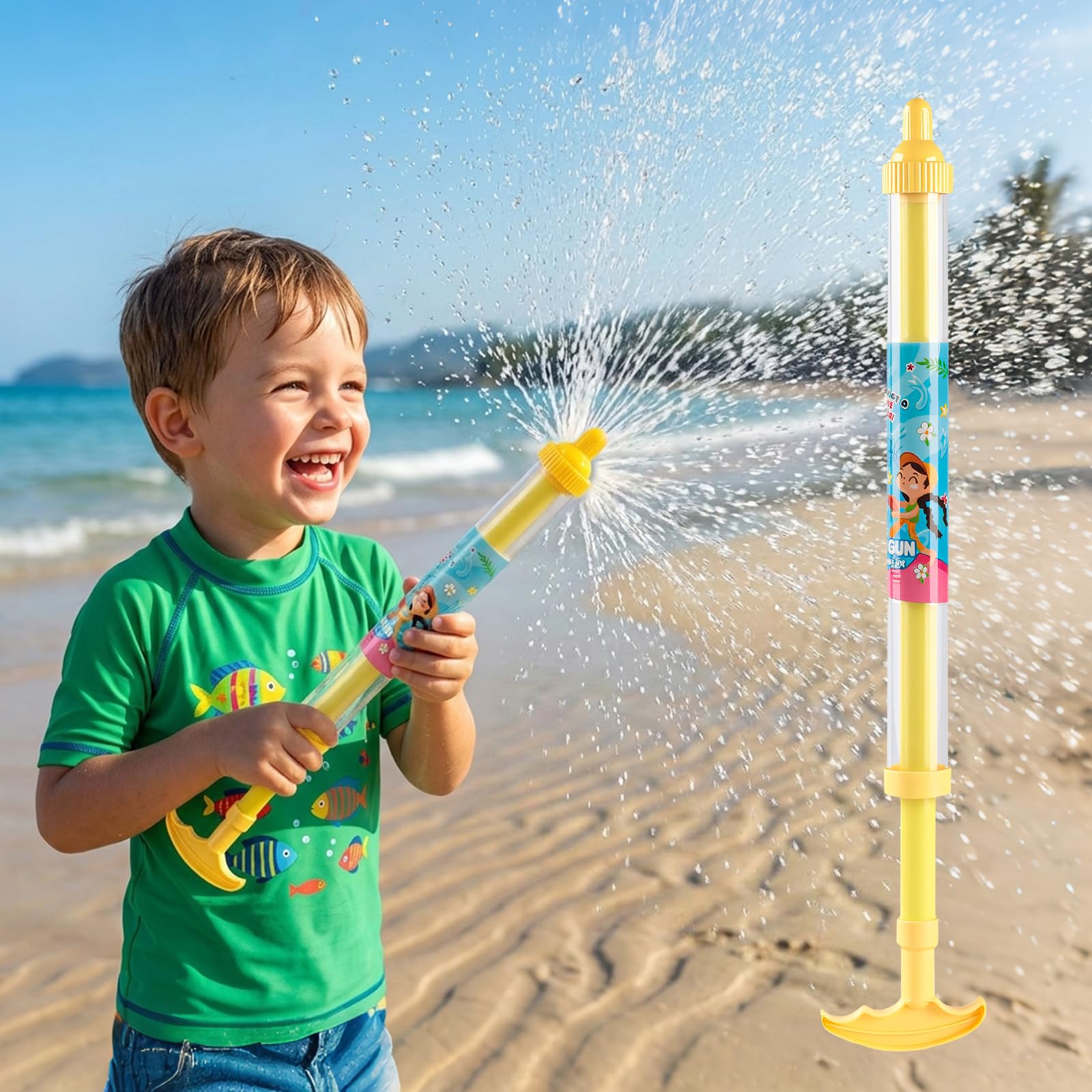Double Layer Firework Water Gun, Multi Hole Spray Water Blaster, Water Squirt Toy, Summer Beach Pool Backyard Outdoor Water Toy, Pool Party Gift for Garden/Party - Yellow