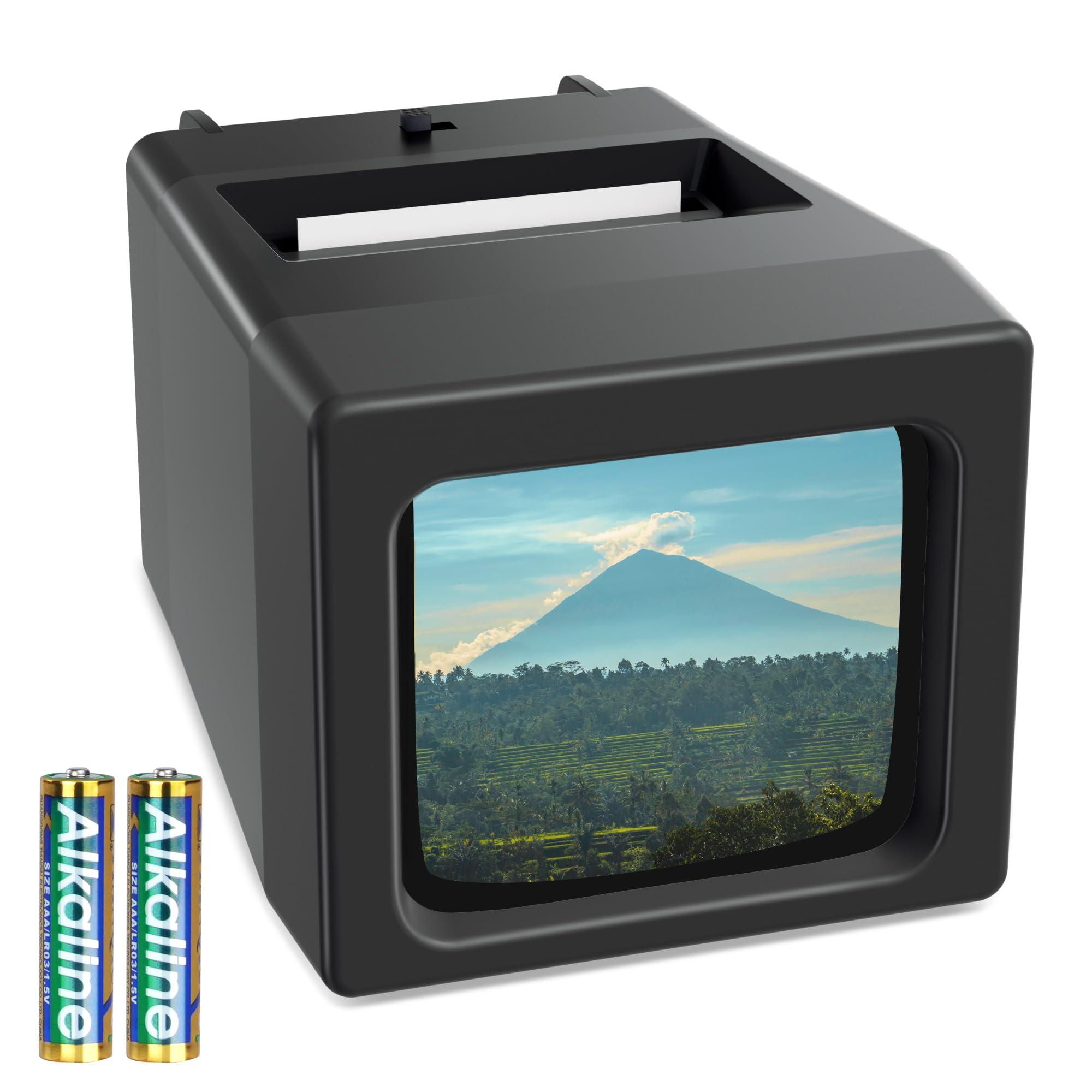 Proyector de Diapositivas de 35 mm y Visor con 2 aumentos y iluminación LED para Diapositivas Antiguas y Negativos de 35 mm (Incluye 2 Pilas AA)