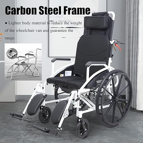 Miniatura 2 de Bueuwe Silla de ruedas de transporte plegable ligera, sillas de ruedas autopropulsadas ultraligeras para adultos, silla de ruedas manual plegable