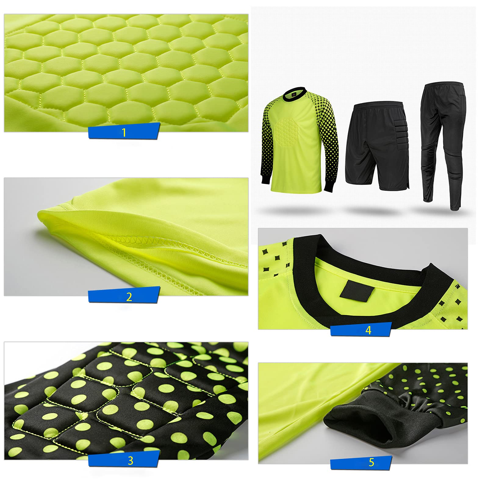 Traje de Camiseta de Portero para Hombre,Jersey de Portero Ajustada y comprimida, combinada con Pantalones Cortos de Secado rápido, Adecuado para Fitness, Ciclismo