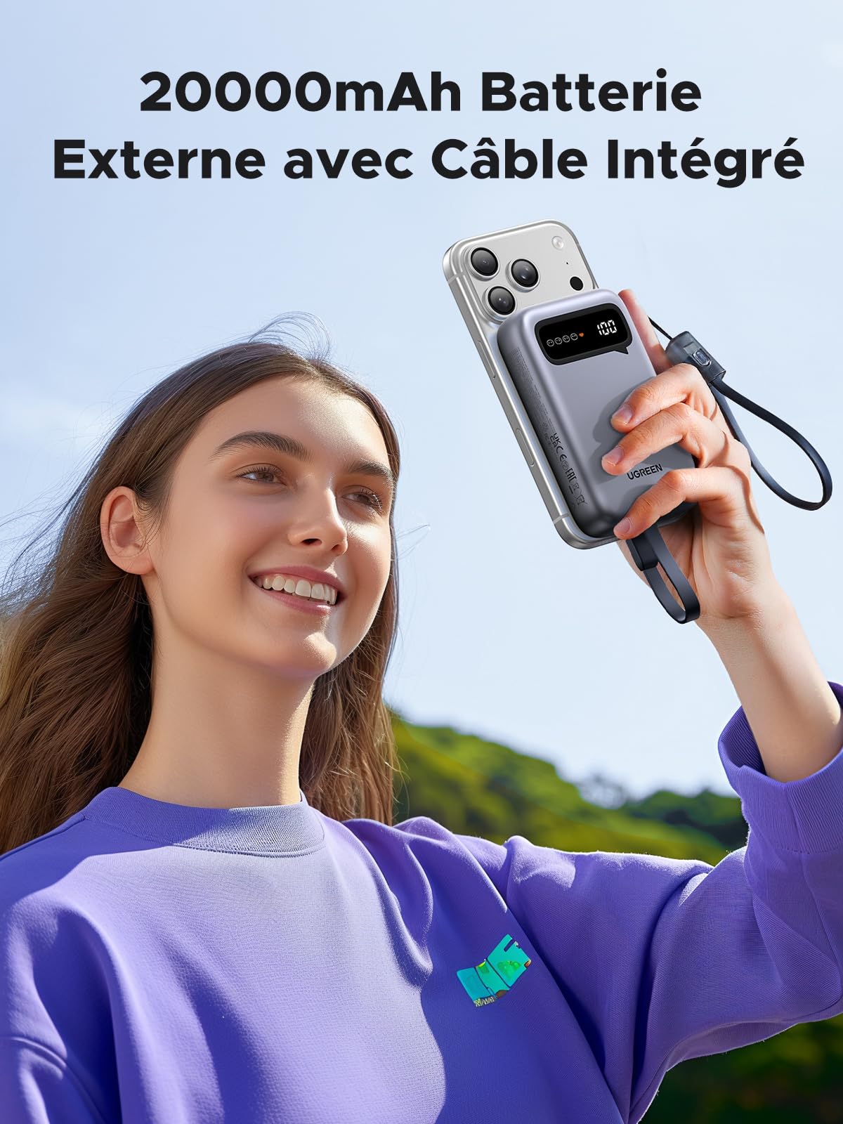 UGREEN Zapix 22.5W Batterie Externe 20000mAh Power Bank Charge Rapide 20W