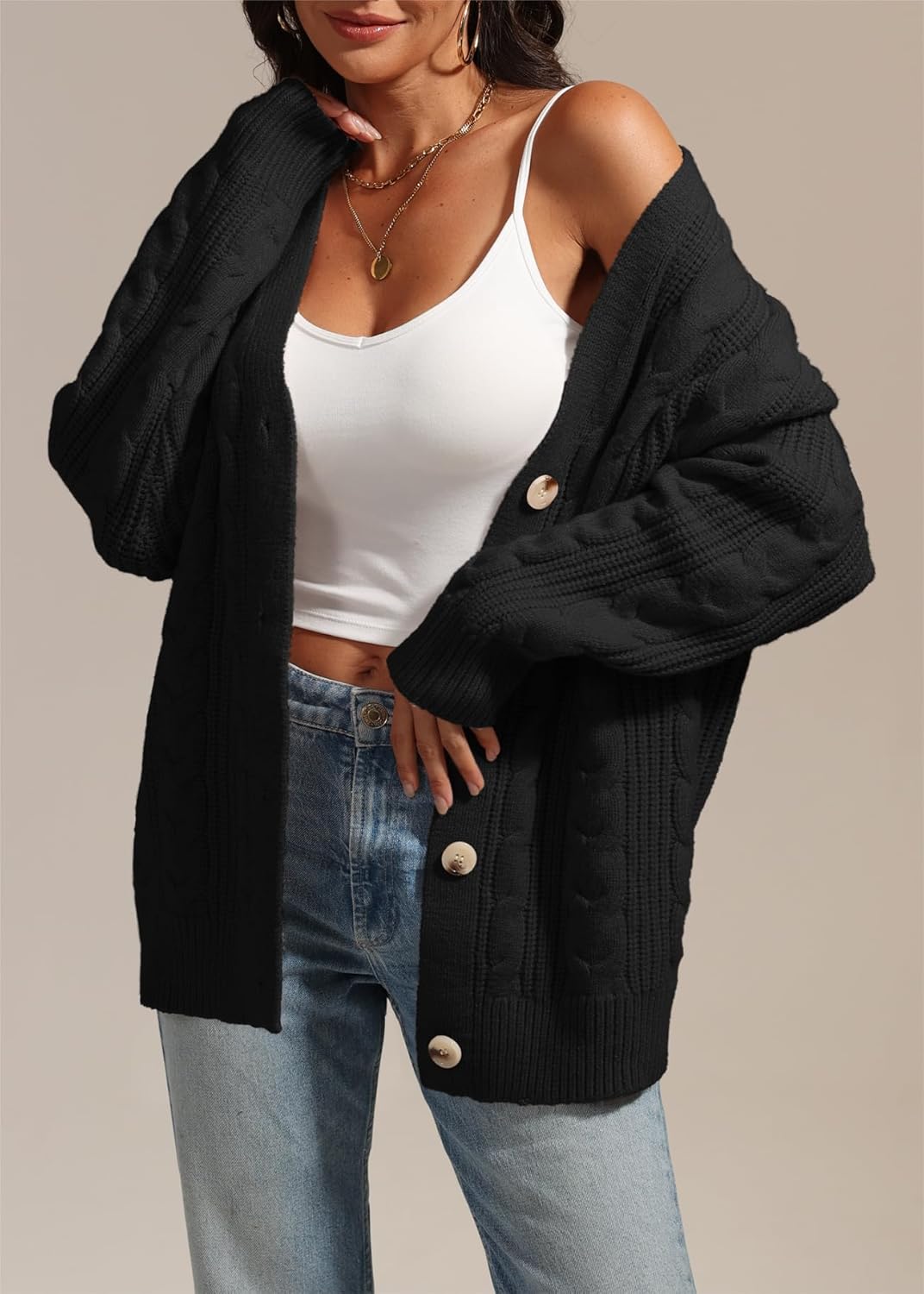 ATHMILE Womens Oversized Sweaters Cable Knit Cardigan Fall Fashion Long Sleeve Open Front Chunky Winter Coats 2025 - Image 3