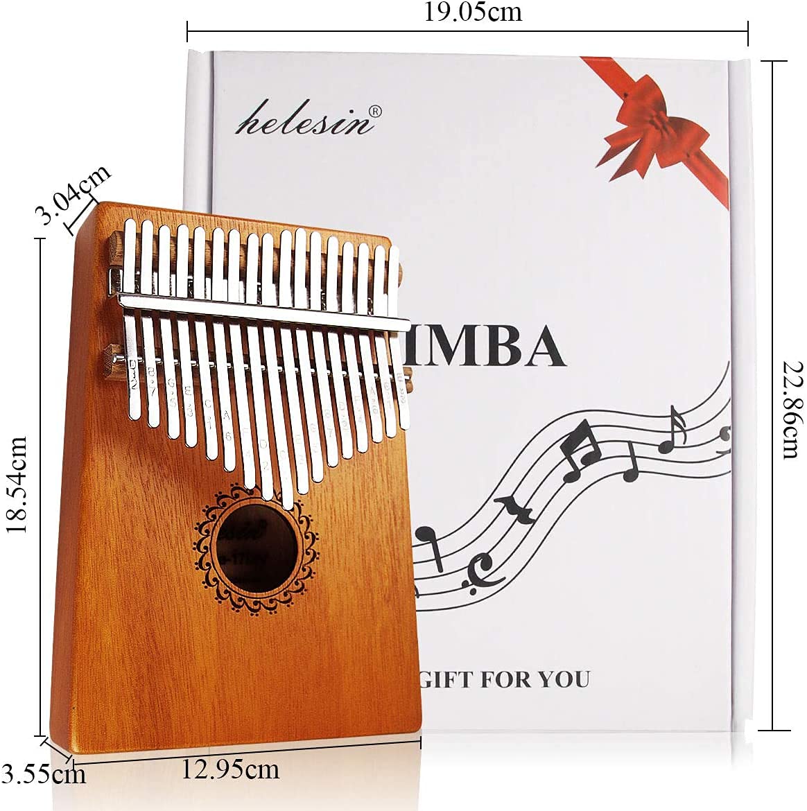 Kalimba 17 Schlüssel, Kalimba Instrument mit Lernpaket, Professionelle Daumenklavier Kalimb für Kinder und Erwachsene (Braun)