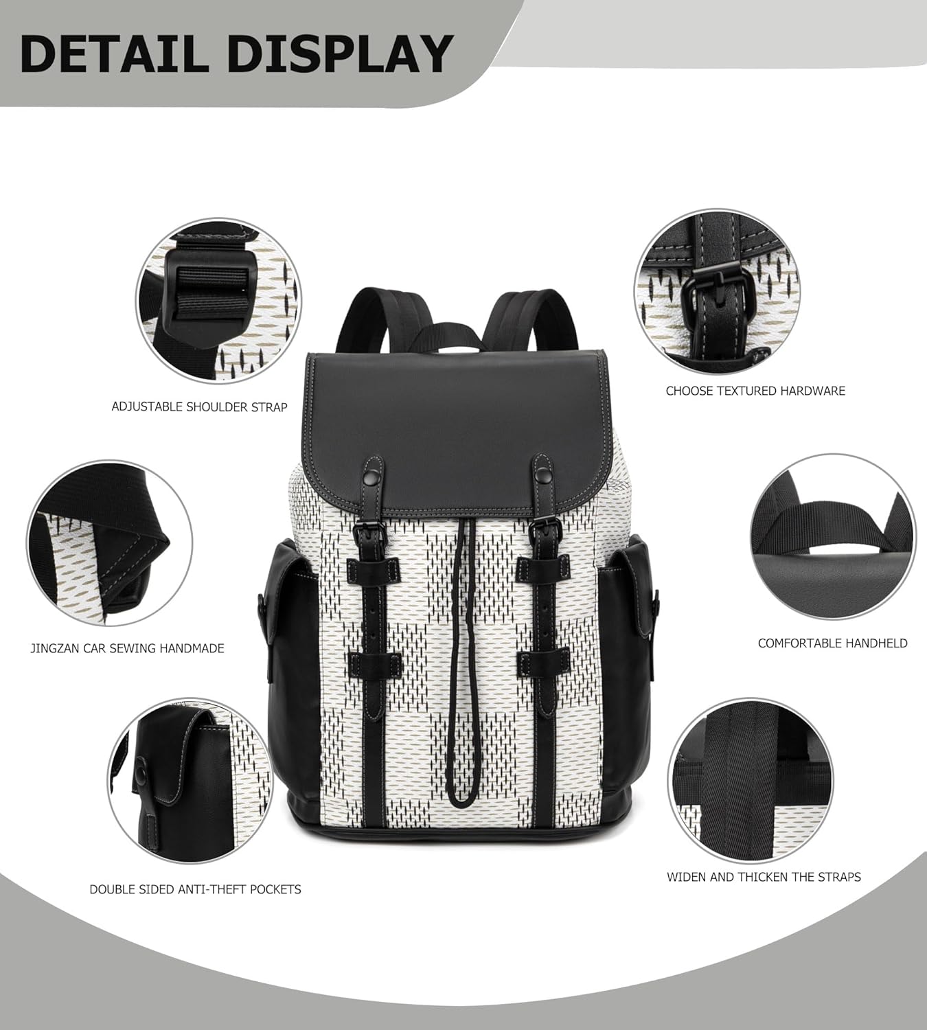 KingTo Laptop Backpack for Men Luxury Anti-Theft Travel Backpack Casual Business Waterproofing Computer Bag (B-White)