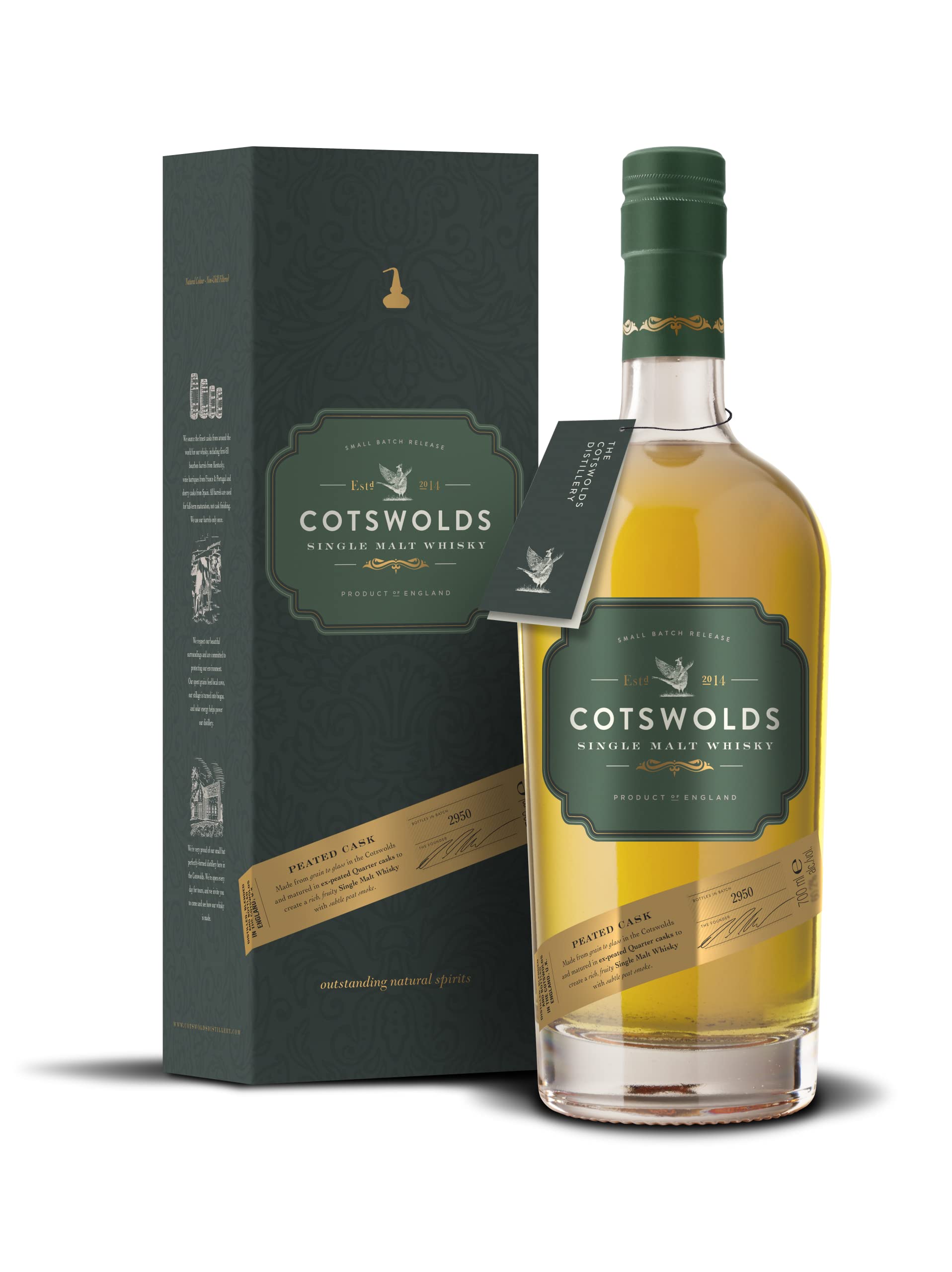 Cotswolds Peated Cask Single Malt Whisky 700 ml 59,3% Vol. Cremiger Torfrauch im Geschmack Noten von Früchten & Tanninen Lang anhaltender & rauchiger Abgang
