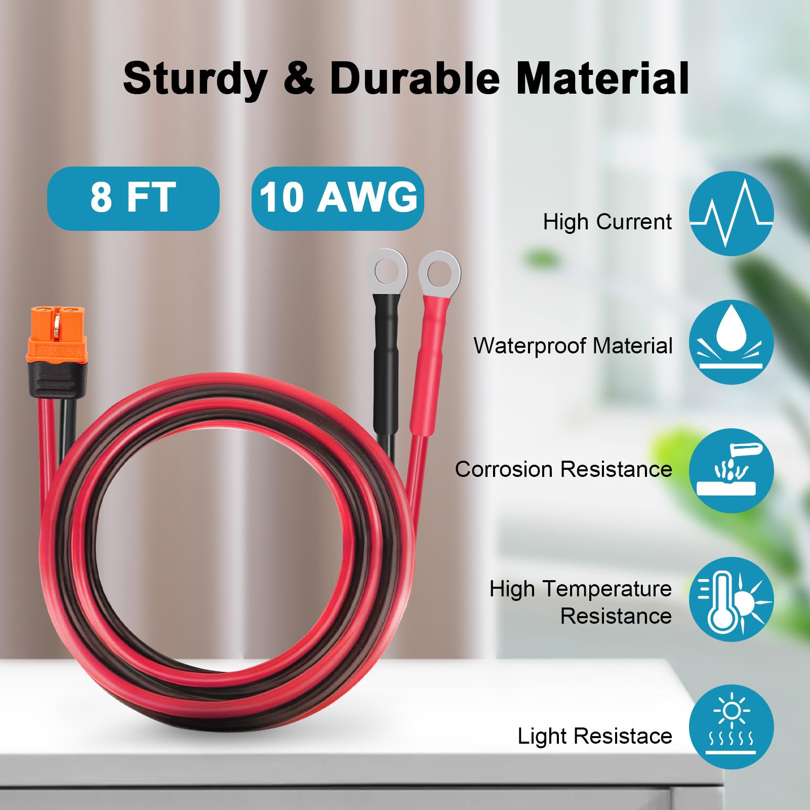 MOOKEERF XT60i na o-ring kabel terminalowy 10AWG 8FT XT60i gniazdo na wtyk O-ring XT60i-F przedłużacz do przenośnej stacji kulturystycznej generator solarny