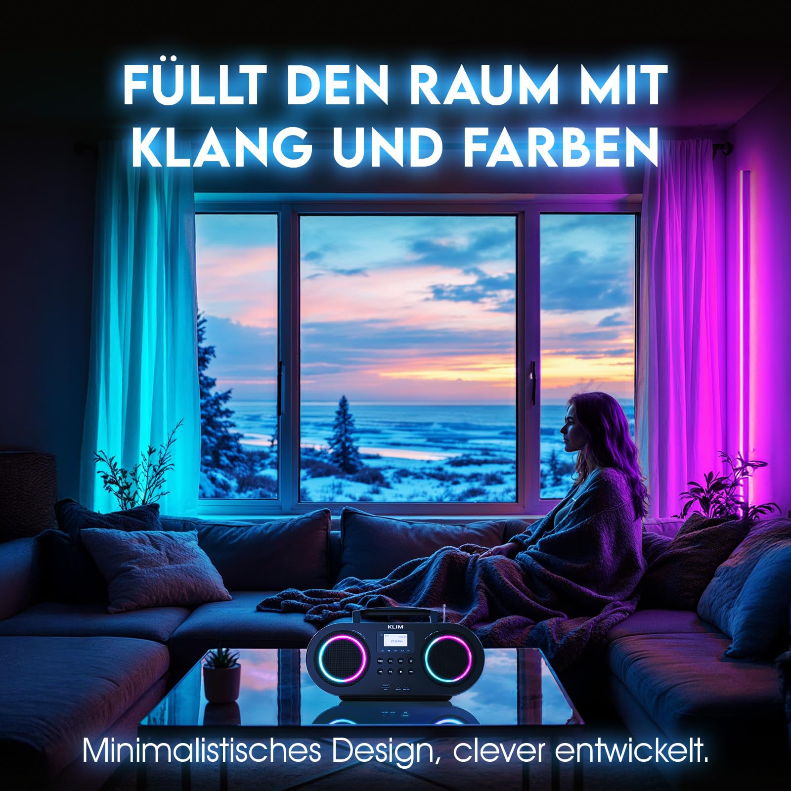 KLIM Boombox B5 Radio mit CD Player + FM Radio, Bluetooth, AUX, USB + NEU + CD Player tragbar mit kabellosem Modus und aufladbaren Akku + CD-Player mit Autosleep, Digital EQ