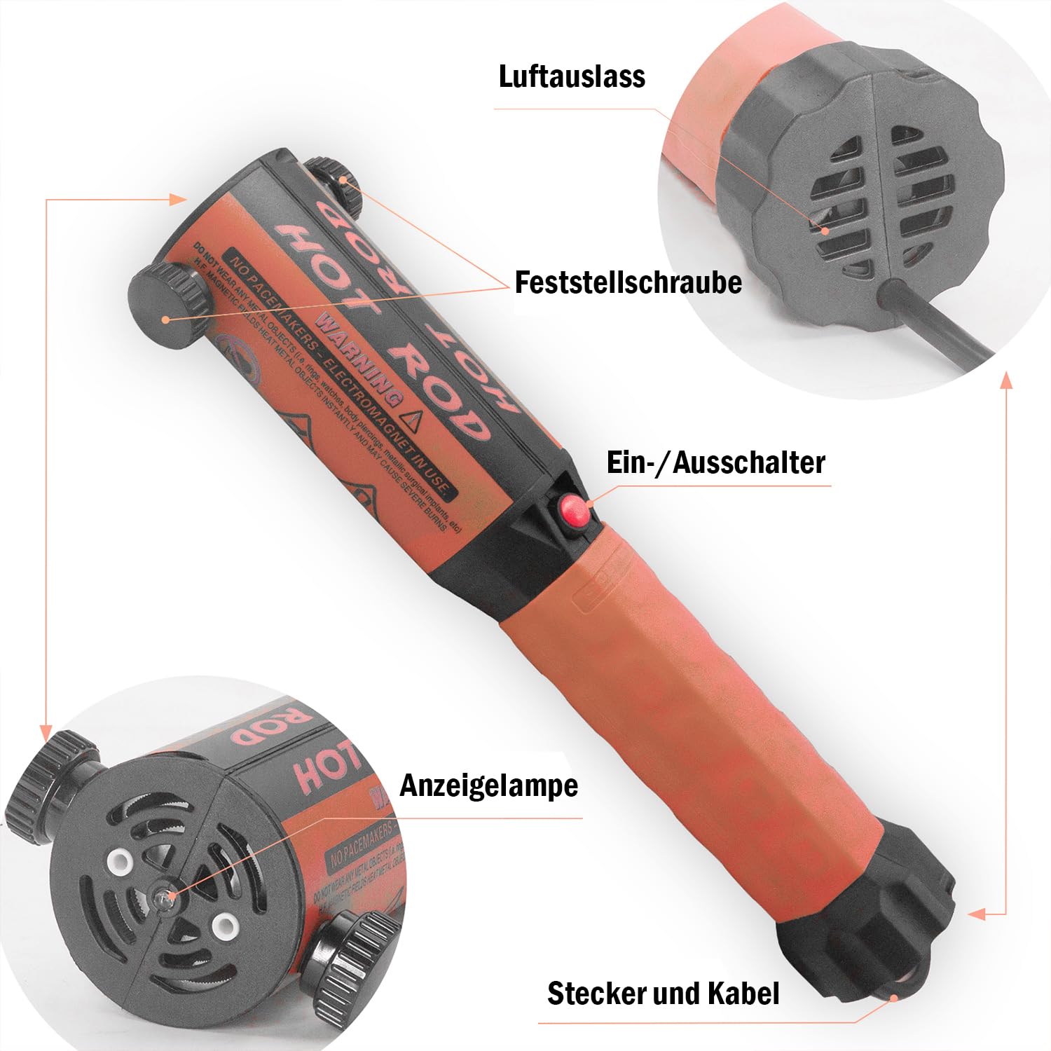 Solary Magnetyczny grzejnik indukcyjny do usuwania śrub – 1100 W, 220 V, narzędzie do ogrzewania indukcyjnego do odkręcania zardzewiałych śrub, wykrętak nakrętek z 12 cewkami indukcyjnymi i pudełkiem