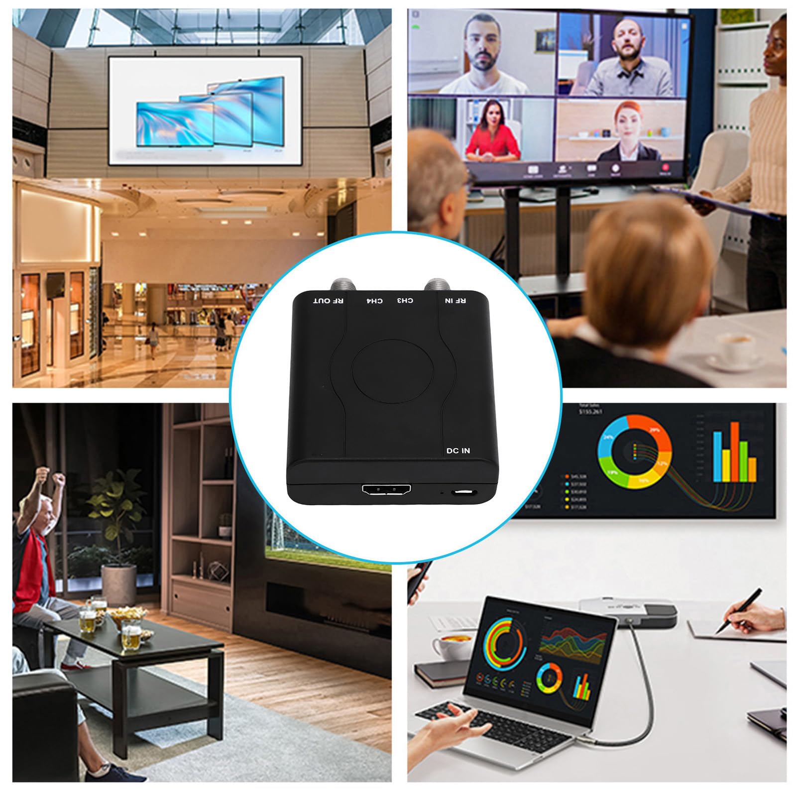 PUSOKEI Modulateur HDMI vers RF HDM61, Adaptateur Convertisseur HDMI Coaxial PAL 1080P NTSC