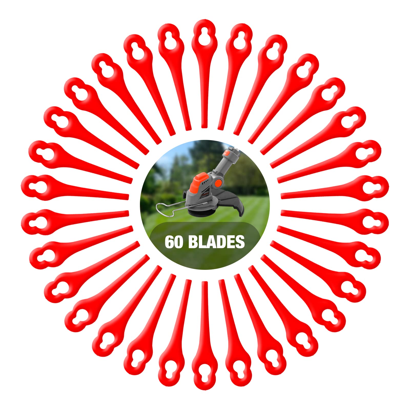 Terratek Genuine 60x Strimmer Blades Replacement Multi Pack For The TTCGT18, GGCGT18, GGSBUN & TCSBUN Strimmer Range Only. These Grass Trimmer Blades Will Only Fit The Cordless Strimmer Mentioned