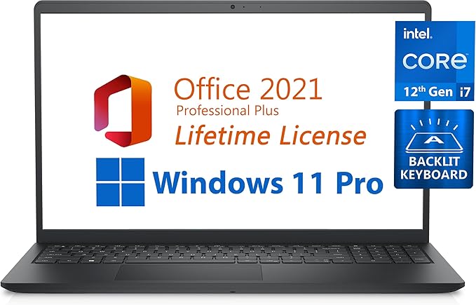 Dell 2023 Inspiron 15 Business Laptop, Free Microsoft Office 2021 with Lifetime License, 15.6