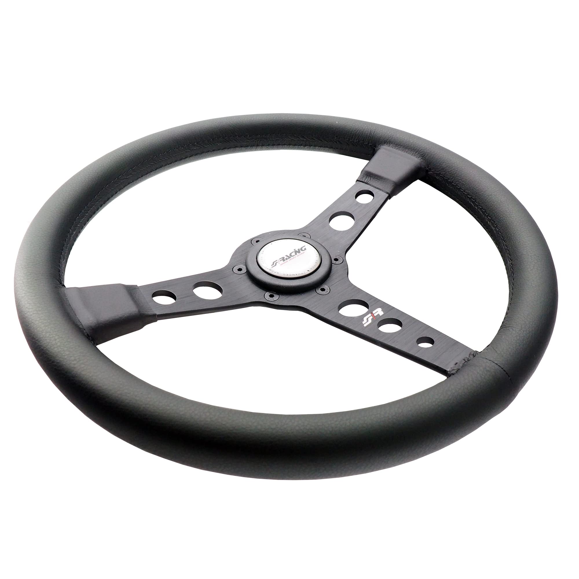 SIMONI RACING Grinta Volante Universale in Eco Pelle Nera Raze in Alluminio Nero
