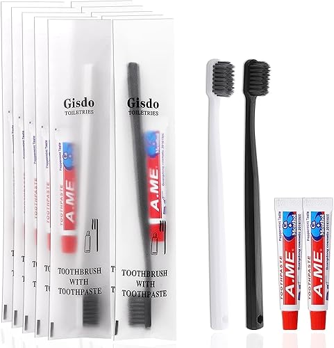 Cepillos de dientes desechables con pasta de dientes envueltos individualmente paquete de 50 cepillos de dientes desechables a granel cerdas suaves