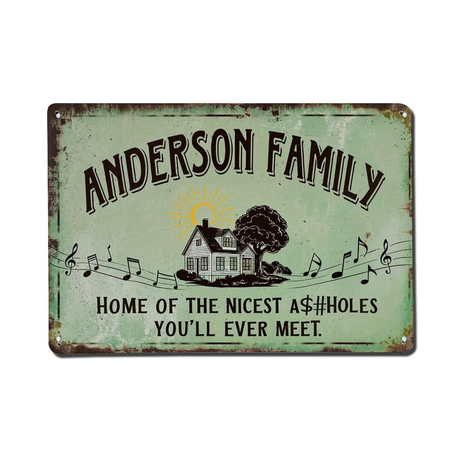 Jdfenggu Vintage Anderson Family Home Sign Retro Metal Tin Sign, Metal Poster For Bar, Home, Man Cave, Kitchen, Laundry Room Art Decor 8X12 Inch