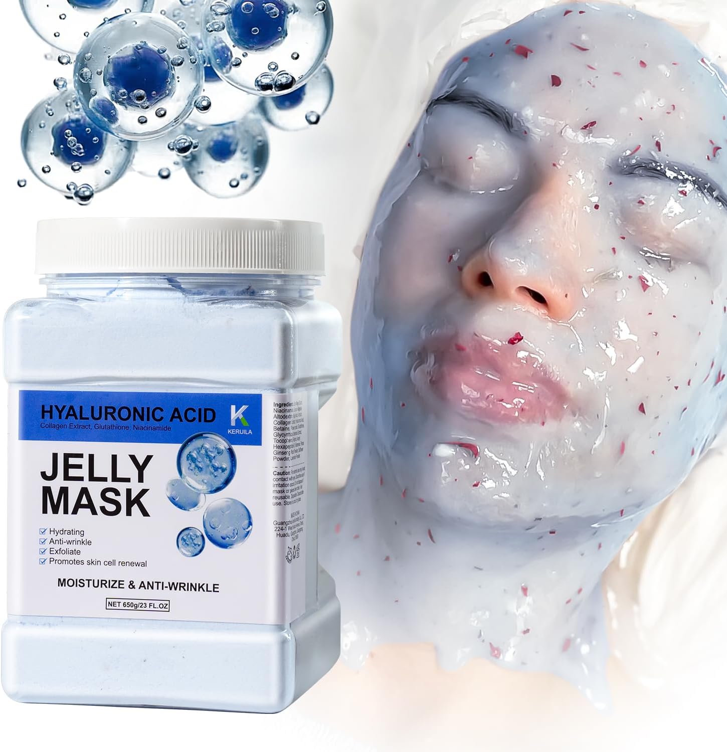 Hyaluronic Acid Jelly Mask Powder for Skin Care, Jelly Masks for Facials Professional, Facial Peel Off Gel Mask for Skincare, Hydrating Anti Wrinkle Peel Off Mask