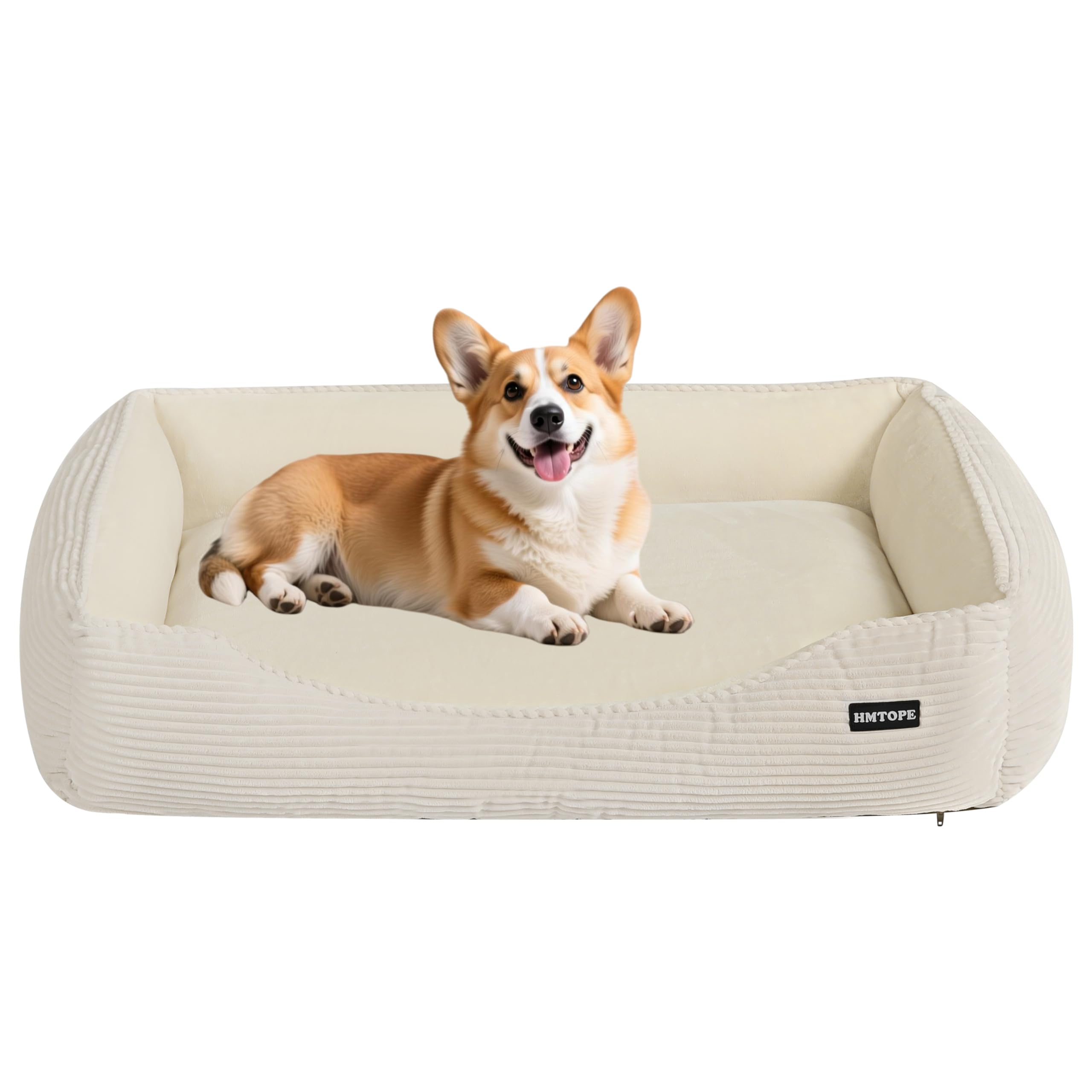 HMTOPE Hundebett, Hundesofa, Hundematte aus Cord, S/M/L, rutschfest, Abnehmbar und Waschbar, Weich und Atmungsaktiv