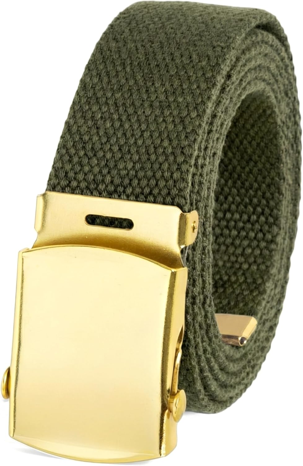 Canvas Web Belt Military Style with Brass Buckle and Tip 54" Long Many Colors