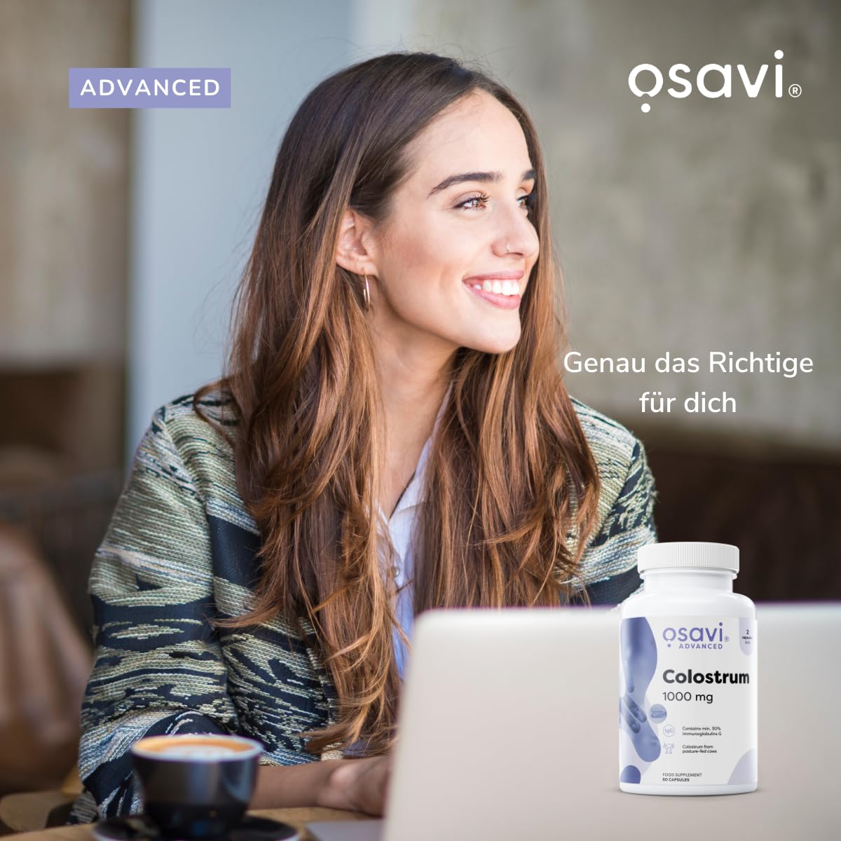 Osavi Colostrum 1000 mg – 180 Kapseln | Hochpotentes Bovine Kolostrum mit 30% Immunoglobulinen G | Herkunft von Holstein-Friesian Kühen | GMO-frei