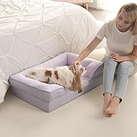 Vista 43 de EHEYCIGA - Cama ortopédica para perro grande, impermeable, de espuma viscoelástica y espuma tipo caja de huevos, bordes elevados, antideslizante