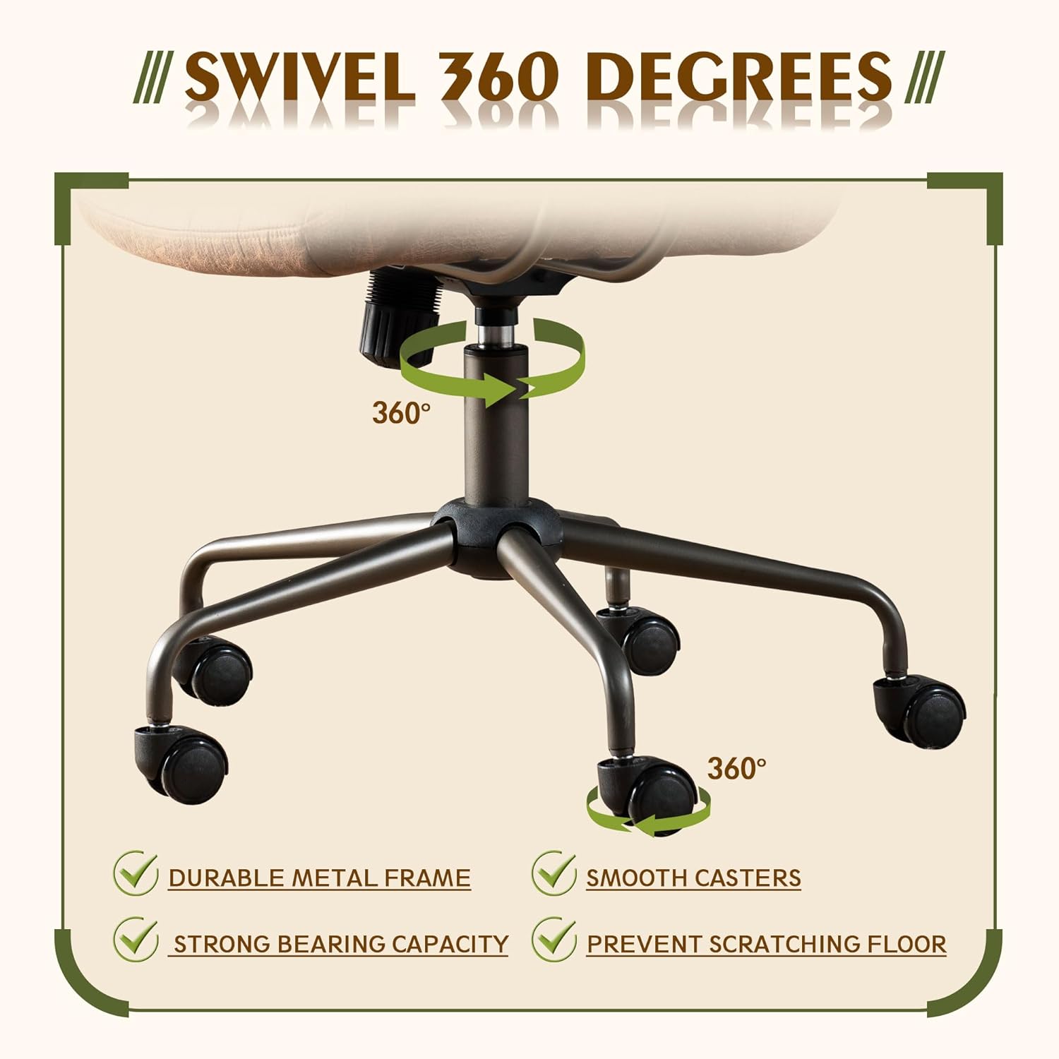 CAODOC High Back Office Chair,Modern Swivel Office Chair,Brown Suede Fabric Gaming Chair,Height Adjustable Home Office Desk Chair with Lumbar Support