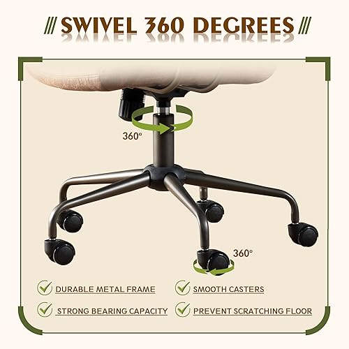 Miniatura 6 de CAODOC Silla de oficina moderna giratoria de piel, silla de escritorio de oficina en casa ajustable con soporte lumbar, silla de trabajo ejecutiva
