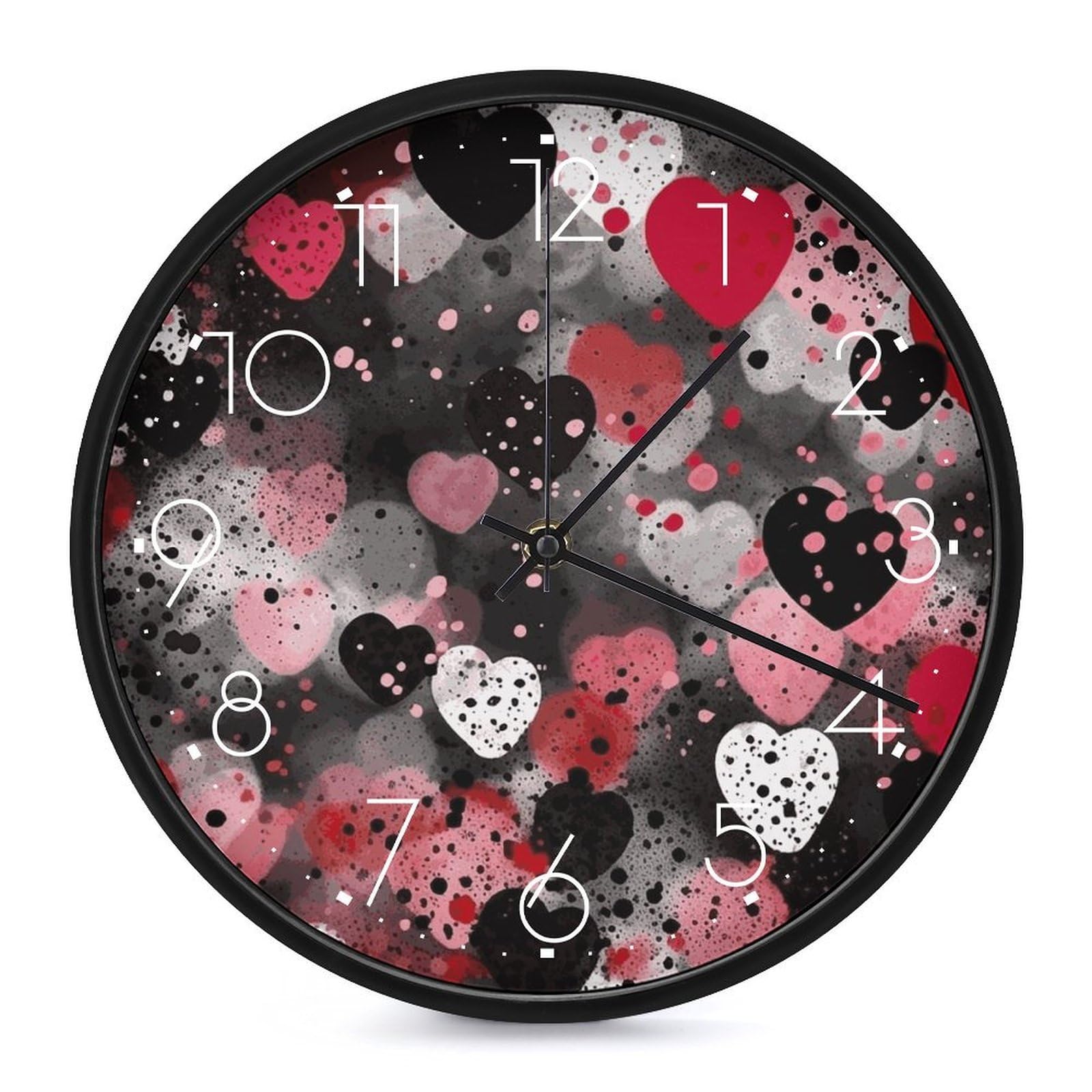 Horloge murale blanche à pois noirs de 25,4 cm de diamètre