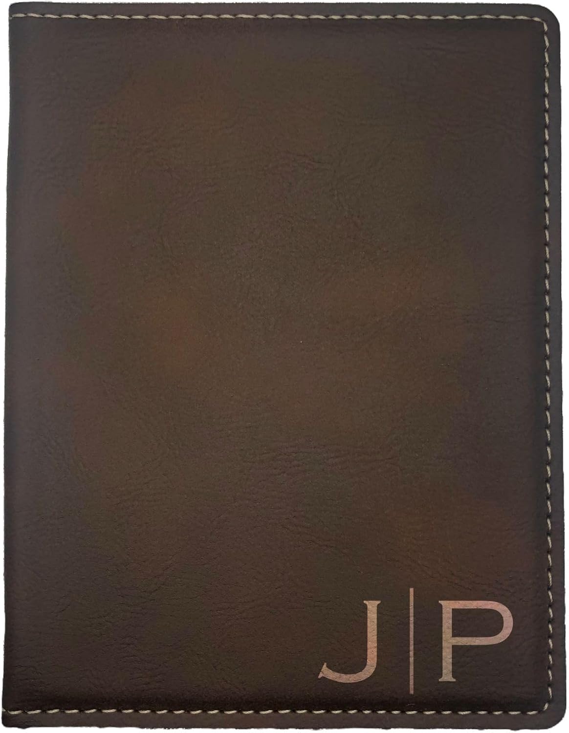 Personalized Passport Holder with Custom Initials Engraved Leatherette Passport Cover, Travel Accessories for Men Women (Rustic, 2 pack)