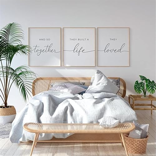 Miniatura 5 de NATVVA Arte de pared con cita de habitación de invitados, 3 piezas, Lets Get Cozy Cartel, impresiones en lienzo, pintura enmarcada para sala de