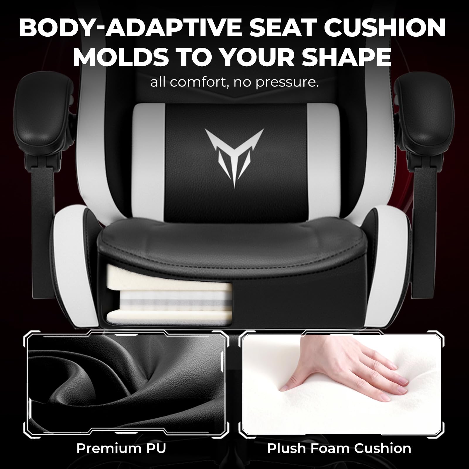 GTPLAYER Silla de Gaming Ergonómica de Oficina, Silla de Juego con Reposapiés, Reposacabezas y Soporte Lumbar Ajustables, Sillón Gamer, Blanco