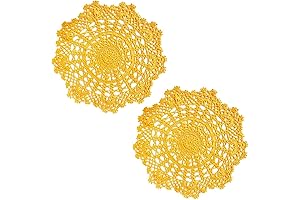BIBITIME 2PCS Round Yellow Lace Placemats