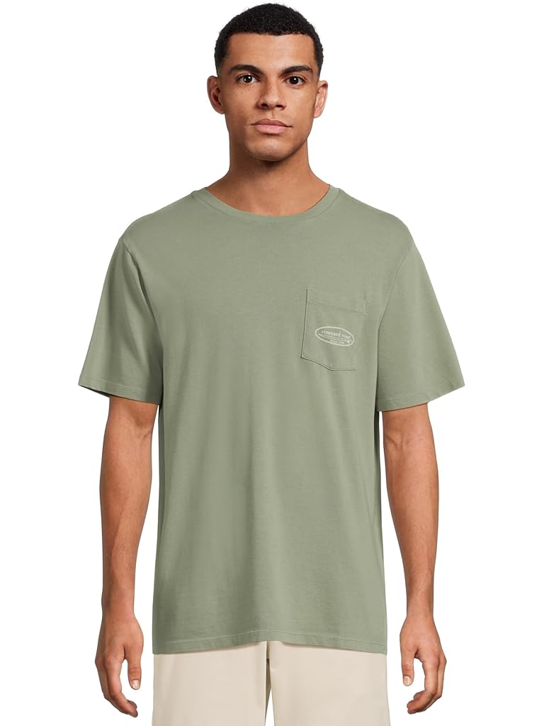 Gray Vineyard Vines Outlined Surf Logo Short Sleeve Tee