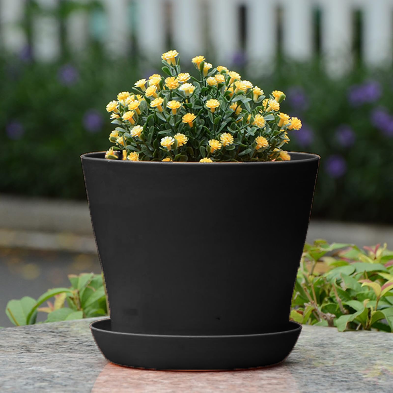 Lot de 50 petits pots de fleurs en plastique de 10,2 cm avec trous de drainage pour plantes grasses, cactus, herbes, violet africain (noir, 10,2 cm)