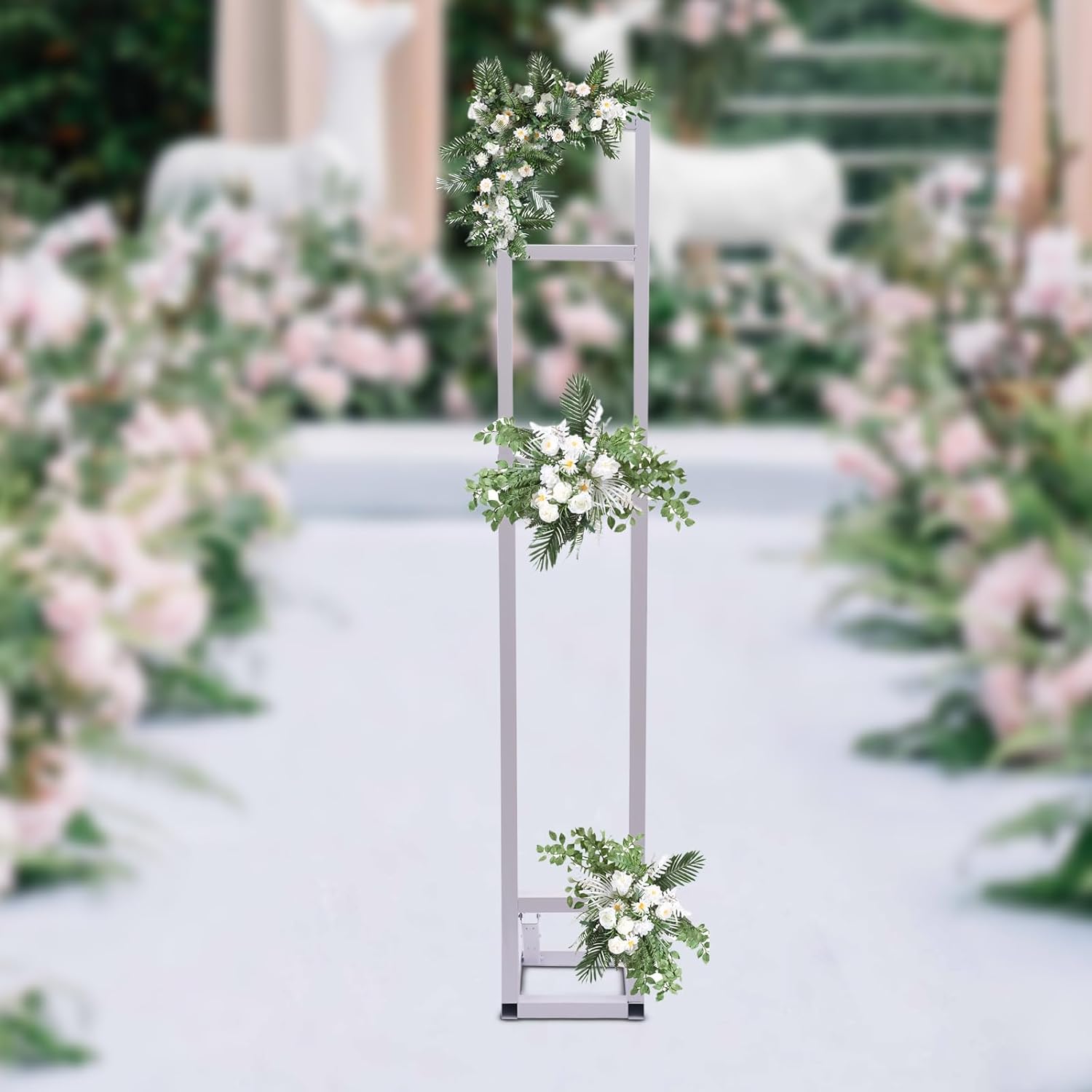 Square Wedding Backdrop Stand, Adjustable Wedding Arch Backdrop Stand, Balloon Arch Stands Garden Arbor Frame for Birthday Party Decor