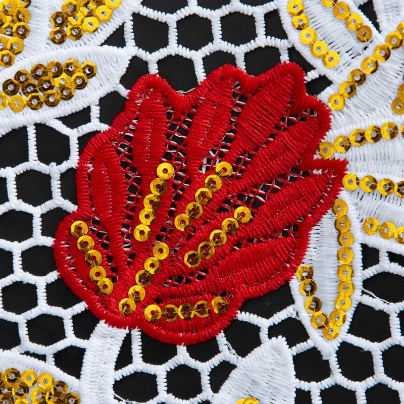 Miniatura 4 de SJD LACE Tela de encaje africano de 2.5 yardas, tela soluble en agua del cordón del guipur de las lentejuelas para la costura del vestido de fiesta