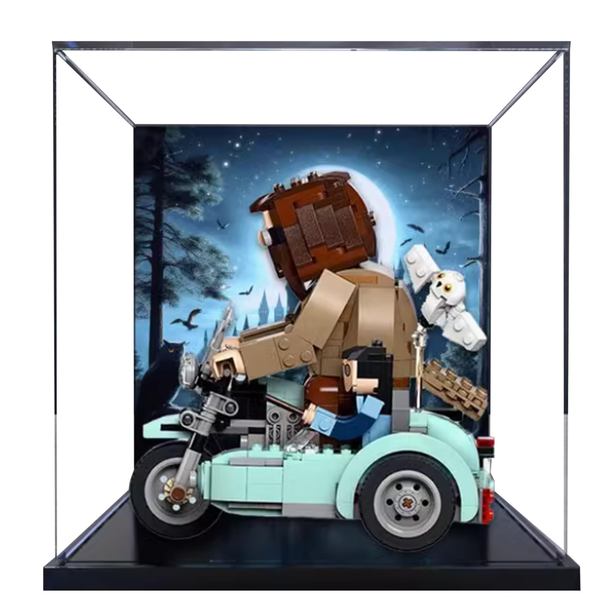 Acrylic Display Case for Lego 76443 Hagrid's Motorcycle Building Set,Clear Display Case, Dust-Proof Display Case Compatible with Lego 76443(Only Display Case) (Background)
