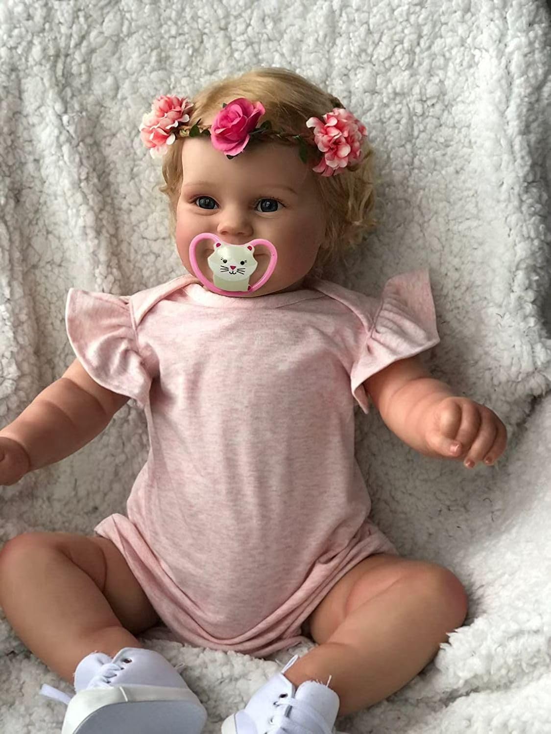 iCradle Lovely 20 inch Reborn Baby Doll Girl Soft Body Silicone Vinyl Realistic Baby Doll with Rooted Blonde Hair Lifelike Newborn Toddler Doll Toy for Ages 3+