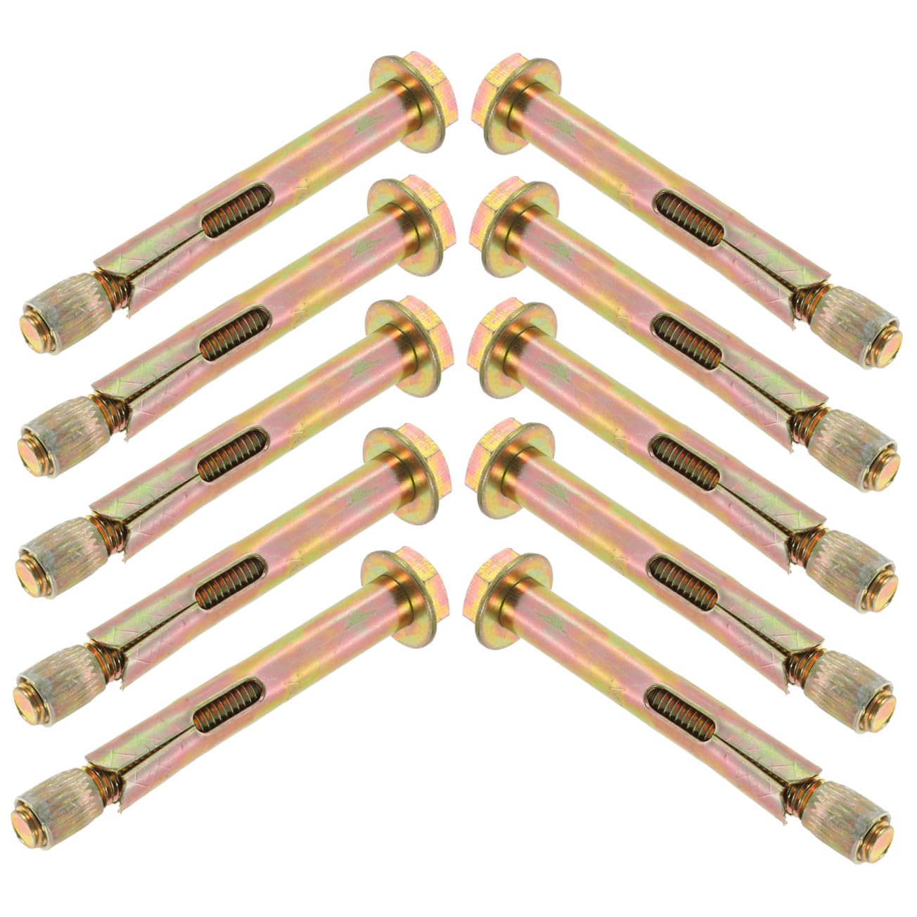 Unomor 10Pcs Carbon Steel Knurled Expansion Anchors for Concrete Drop in Fasteners Easy to Install with Electric Drill for Masonry and Foundation Work