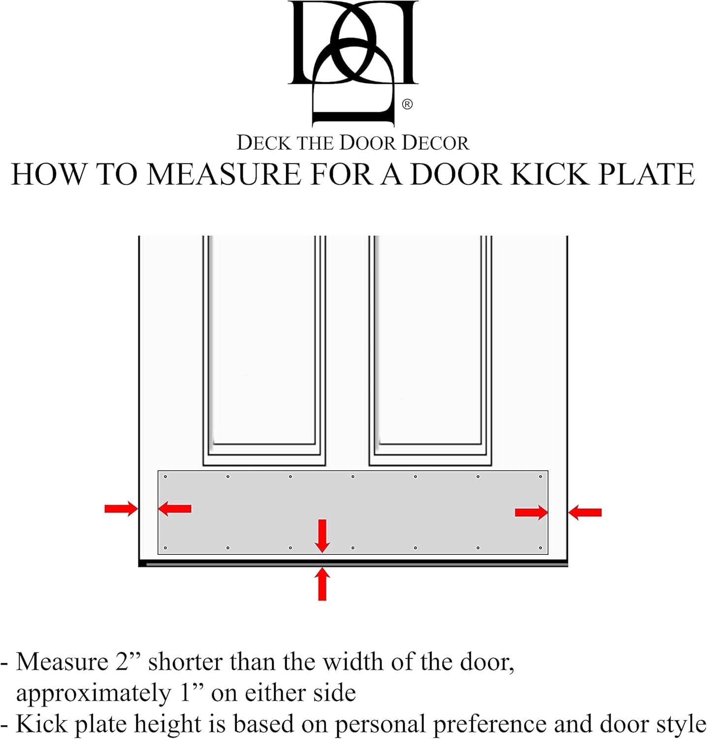 Deck the Door Decor | Door Kick Plate - Anodized Aluminum - Satin Nickel Finish - Magnetic Mount for Steel Doors - 6"x 34"