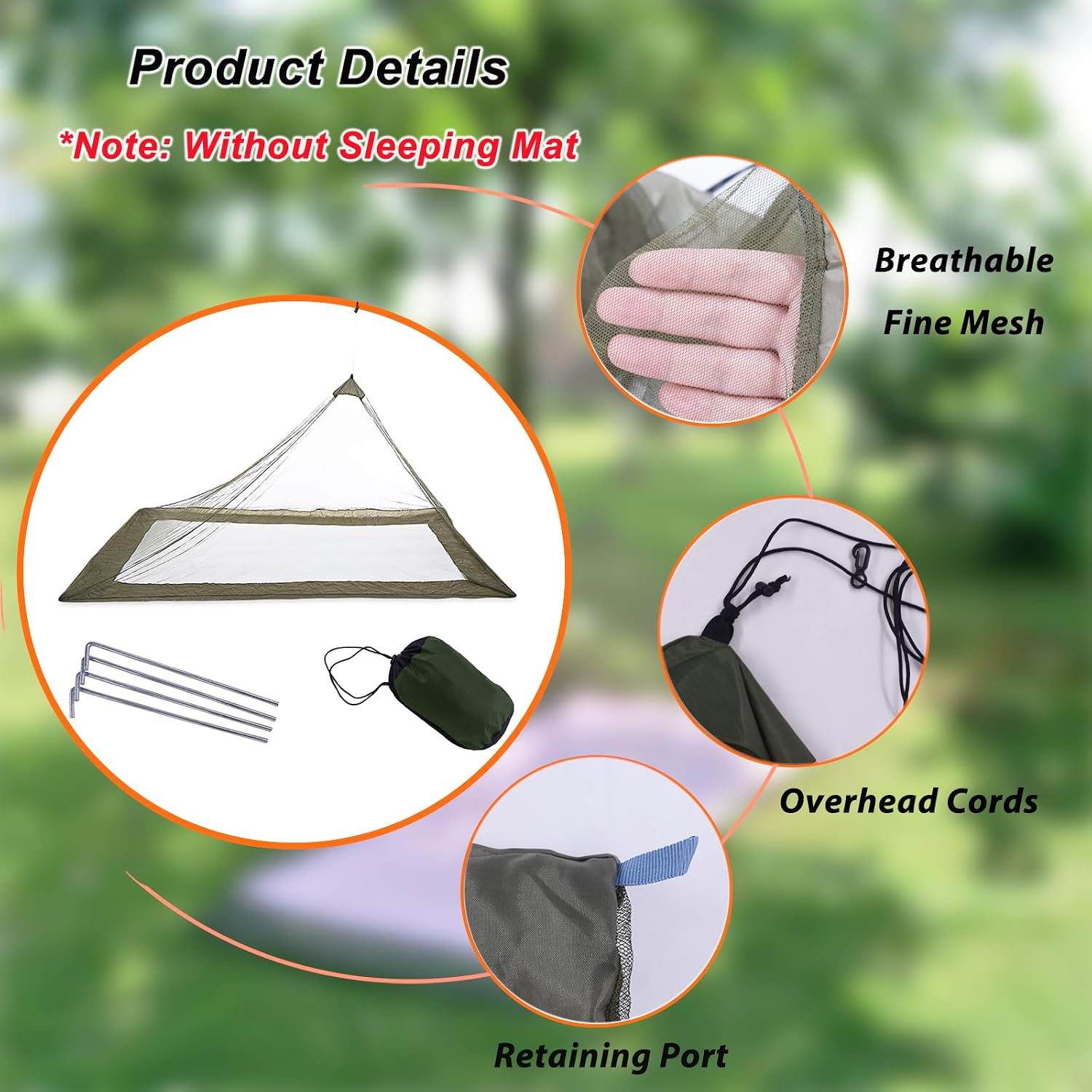 LiXiongBao Mosquito Net Tent,7.2x3.9x3.28 FT Outdoor Mosquito Net for Camping and Hiking with Tent pegs,Bug Net,Bed Net,Mosquito Tent,Bed Tent,Bug Netting for Bed without Sleeping Mat(Green)