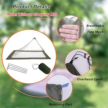 LiXiongBao Mosquito Net Tent,7.2x3.9x3.28 FT Outdoor Mosquito Net for Camping and Hiking with Tent pegs,Bug Net,Bed Net,Mosquito Tent,Bed Tent,Bug Netting for Bed without Sleeping Mat(Green)