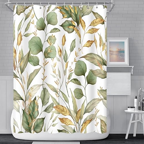 Miniatura 27 de Blue Mushrooms - Cortina de ducha de baño, estilo retro de los años 70 y 60, estilo bohemio hippie floral, lavable, tela duradera, decoración del