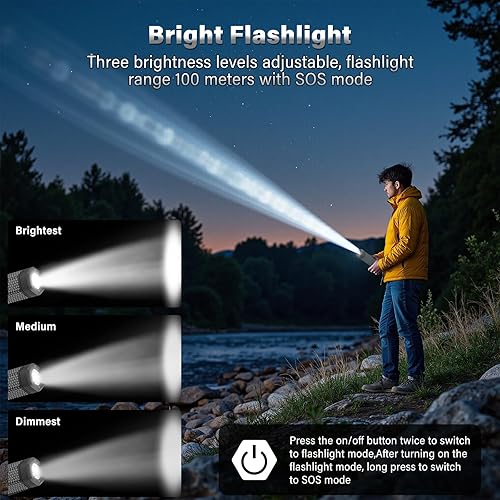 Miniatura 4 de Luz telescópica para campamento, linterna de campamento recargable de 10500 mAh con bolsa de almacenamiento, lámpara magnética regulable, luz de