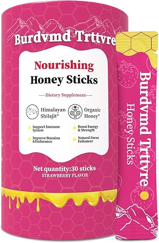 Shilajit - Palitos de miel Shilejit para mujeres y hombres, sabor fresa, energía natural y apoyo de vitalidad, equilibrio hormonal, enfoque y