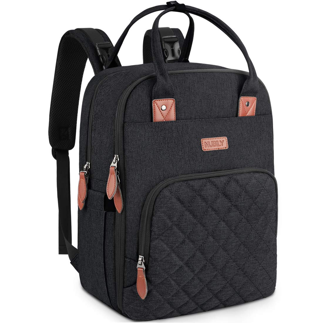 NUBILY Diaper Backpack Multifunction Waterproof Diaper Bag Backpack Lightweight Maternity Neutral Baby Bags for Mom Dad Travel Backpack with Stroller Straps Black