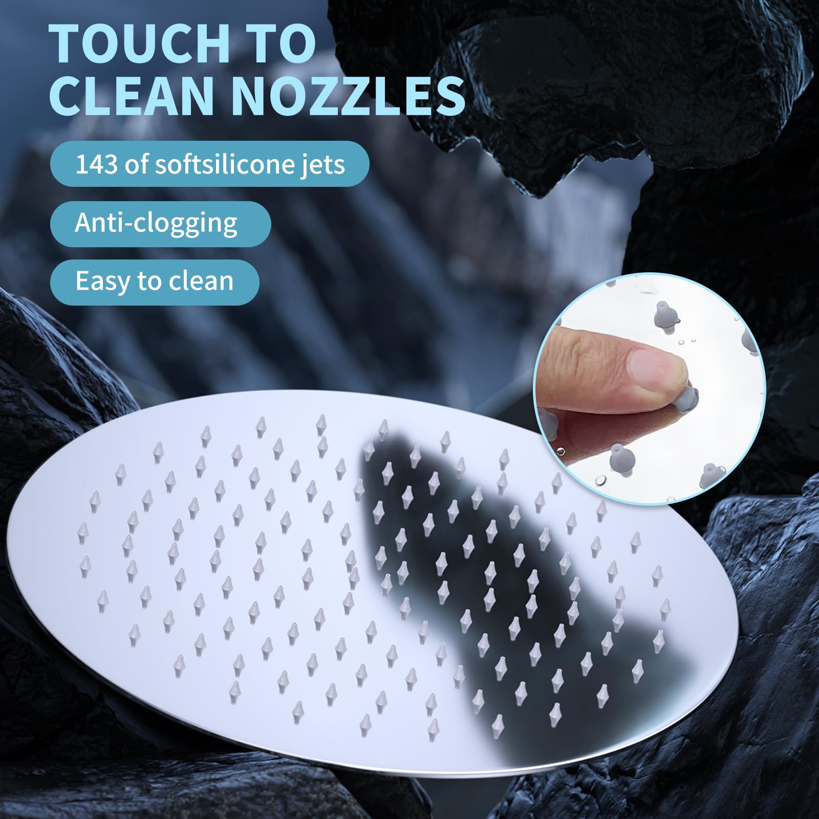 12 Zoll Regendusche Duschkopf Rund Ø 30 cm Edelstahl Duschkopf als Deckenbrause, Ultra-Flacher Regenduschkopf aus rostfreiem Stahl, Decken- und Wandmontage (30 CM)